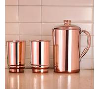 Jarra de Agua de Cobre Puro Con Juego de 2 Vasos (50.7 Onzas Líquidas de EE. UU.) - Retiene el Agua y Aprovecha los Beneficios Para la Salud - Premium