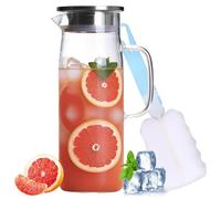 Jarra de Agua de Cristal Con Tapa - 1,5 Litros, Transparente y resistente al calor botella de agua hecha de vidrio de borosilicato, La jarra es perfecta para leche, jugo, café o agua tibia