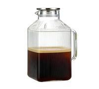 Jarra de agua de cristal, grande, a prueba de fugas, 3,8 litros de capacidad, dispensador de bebidas con una tapa, adecuada para agua fría, zumo, bebidas caseras, café y