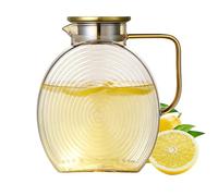 Jarra de agua de vidrio de borosilicato de 2,2 L/74 oz, jarra de cristal con inserto de fruta y tapa a prueba de fugas, segura para puerta de frigorífico, perfecta para bebidas caseras, té helado