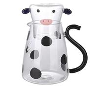 Jarra De Agua De Vidrio De Vaca - Carausa de Animales Adorable, Jarra De Té Con Taza | Recipiente De Leche Retro Con Tapa, Juego De Taza De Caldera, Jarra De Vidrio Estético Para Bebidas Nocturnas