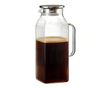 Jarra de agua,Decantador transparente engrosado resistente al calor de 2000 mililitros con tapa | Jarra de agua de vidrio | Adecuado para refrigeradores, hogar, celebraciones familiares,
