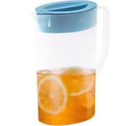 Jarra de agua, jarra de plástico de 2 litros con tapa y boquilla, jarra de agua transparente, recipientes de jugo ecológicos para zumo de limonada caliente/frío, tarro de bebidas, té helado