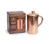 Jarra de agua martillada de cobre puro para beneficios de salud Ayurveda - Capacidad de jarra de cobre de 44 onzas