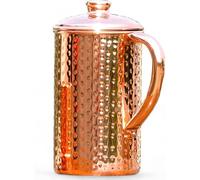 Jarra de agua martillada de cobre puro para beneficios para la salud de Ayurveda, jarra de cobre de 1.5 litros de capacidad hecha de cobre puro (jarra martillada)