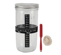 Jarra de arranque de vidrio de vidrio, kit de inicio de masa fermentada con banda de alimentación de tapa de raspador Banda de pan para hornear suministros para hornear para cocina