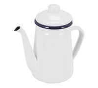 Jarra de café esmaltada de 1,1 L para verter sobre leche, jarra de agua, tetera barista para estufa y cocina de inducción, color blanco