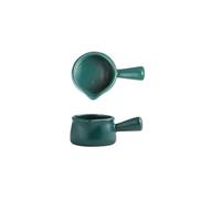 Jarra de cerámica for leche, plato condimento multifuncional, jarra café pequeña, salsa vinagre con mango, 80ml, 2 uds Para Barista Casero(Dark Green)