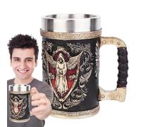 Jarra de cerveza | Acero inoxidable inserto resina resina taza de cerveza y café | 500 ml reutilizable vaso para beber joyas portátil hogar estudio restaurante vacaciones Navidad Halloween decoración