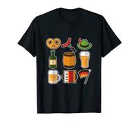 Jarra de cerveza Biergarten, pretzel, bratwurst, cerveza de barril, carpa Camiseta