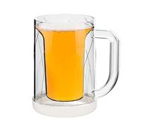 Jarra De Cerveza Congelable: Vidrio Transparente De Doble Pared, Taza Para Bebidas Enfriada Por Gel, Vaso Aislado Esmerilado, Soporte Para Bebidas Aislado Con Asa | Cámara De Hielo Reutilizable, Compa