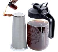 Jarra de cerveza fría de vidrio transparente de boca ancha de 32 onzas con filtro, asa y tapa, jarra de bebidas para hacer té, limonada y café helado para hacer bebidas frías a diario