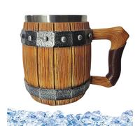 Jarra de cerveza - Jarra de cerveza de barril de madera de 16 cm, Taza de café, medieval, Vajilla de taberna fantástica, Taza medieval de resina | Diseño decorativo para bar en casa, fiestas, fe