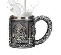 Jarra De Cerveza Medieval - Jarra De Cerveza De Acero Inoxidable De 450 Ml | Versátil Con Grabado De Cruzada | Taza De Café De Resina Stein Para El Día Del Padre, Cumpleaños, Fans De La Historia