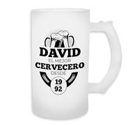 Jarra de cerveza Personalizada con Nombre, Cristal Mate 500 ml, Diseño El Mejor Cervecero o Cervecera, Regalo Personalizable, Regalo Padre Madre Amigo Amiga Hermano Hermana Novio Novia Cervecero/a