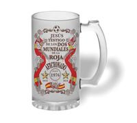 Jarra de Cerveza Personalizada Testigo de los Dos Mundiales de España con Nombre y Año | Regalo Original para Hombre y Mujer, Padre, Madre, Novio, Novia | Aficionado al Fútbol | 500 ml