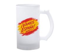 Jarra de Cerveza Personalizada ¡Vamos España! Cristal Esmerilado, 500 ml, Regalo Original para Aficionados Selección Española (Modelo 1)