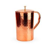 Jarra de cobre puro con tapa, jarra grande de agua de cobre para el hogar, hoteles y restaurantes (Hammered 1600 ml)