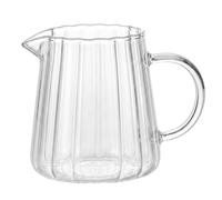 Jarra de crema de vidrio pequeña transparente a rayas de 8 oz con asa, taza espumadora para espumar leche, jarra de jugo de vidrio para el hogar, restaurante, cafetería, servicio de té
