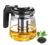 Jarra de cristal con colador, 1,6 litros, tetera premium Gla resistente al calor, jarra de cristal con tapa, tetera con colador de acero inoxidable, filtro de malla fina, tetera con tapa, colador no