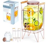 Jarra de cristal con grifo y soporte dorado, 3,8 L