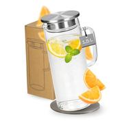 Jarra de cristal con tapa, 1,5 litros, de vidrio de borosilicato, jarra de agua con filtro fino gracias al colador, elegante jarra para agua, líquido amniótico y té helado en la vida cotidiana y la