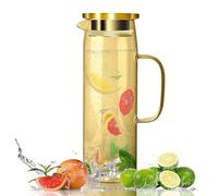 Jarra de cristal con tapa, jarra de agua de 1,5 litros, a prueba de fugas, resistente al calor para agua fría o caliente, jarra de agua de cristal para bebidas DIY, zumo, té, leche, jarra de cristal,