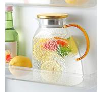 Jarra de cristal de 1,8 litros de 60 oz con tapa de acero inoxidable, para puerta de refrigerador a prueba de fugas, jarra de cristal para bebidas calientes o frías, jarra de agua, jarra de té helado,