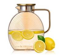 Jarra de cristal de borosilicato de 2,5 litros, resistente al agua (de -20 °C a 150 °C) con tapa e inserto de fruta, jarra de agua para agua infusionada, té helado, bebidas frías/calientes (champán)
