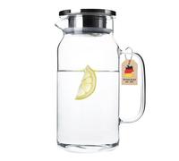 Jarra de cristal Intirilife 1,3L- Jarra de agua resistente al calor fabricada en cristal de borosilicato con tapa de bambú - Sin BPA, apta para lavavajillas - Jarra para agua, té, café, zumo y