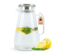 Jarra de cristal Intirilife de 1,8 litros - jarra de agua resistente al calor hecha de cristal de borosilicato con tapa de filtro de acero inoxidable -apta para lavavajillas- para agua, té, café, zumo