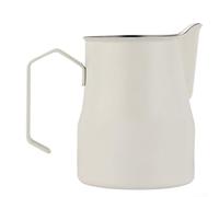 Jarra de espuma de leche 350ml Taza de arte de café con leche de acero inoxidable con diseño de boquilla de precisión (blanco)