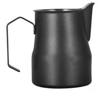 Jarra de espuma de leche de 350 ml con termómetro, jarra de vapor de acero inoxidable 304 para arte con leche y capuchino, color negro