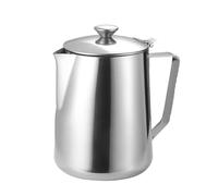 Jarra de espuma de leche de acero inoxidable con tapa para café y espresso, diseño de cuerpo grueso para un vertido cómodo y retención de calor, adecuada para uso doméstico (1000 ml)