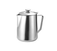 Jarra de espuma de leche de acero inoxidable con tapa para café y espresso, diseño de cuerpo grueso para un vertido cómodo y retención de calor, adecuada para uso doméstico (350 ml)