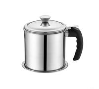 Jarra de filtro de aceite de acero inoxidable multiusos con tapa de malla fina para colar caldos y salsas (madera eléctrica 1,8 L)