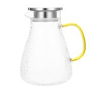 Jarra de Jugo de Vidrio Transparente 1800ml Tapa | Acero Inoxidable, Boca Ancha para Llenado y Limpieza, Uso en Agua Hielo y Café Frío, Estilo Moderno