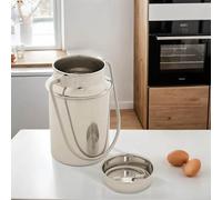 Jarra de leche acero inoxidable 5l - jarra de leche - para salsas de café con leche - 25,5 cm de altura - con tapa - asa contenedor de transporte - decoración - jarra de café - contenedor de vino