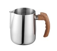 Jarra de leche antiadherente acero inoxidable, taza flores, jarra for espumar al vapor, olla for, café expreso Para Espumar(Silver,600ml)