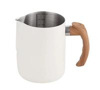 Jarra de leche antiadherente de acero inoxidable, taza de flores, jarra for espumar leche al vapor, olla for leche, taza de café expreso Para café(White,600ml)
