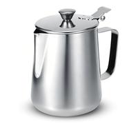 Jarra de leche con tapa, jarra espumadora de leche de 600 ml/1000 ml jarra de leche de acero inoxidable taza jarra de espuma de leche con asa para café leche Art (1000 ml)