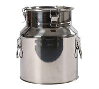 Jarra de leche de 14 l, de acero inoxidable, hermética, con tapa, hermética, con clips de cierre y junta de silicona, recipiente de acero inoxidable para almacenamiento y transporte
