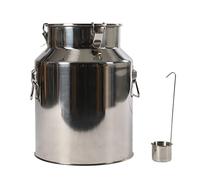 Jarra de leche de acero inoxidable (14L/28L) - 201 de acero inoxidable 201 con tres clips de cierre y junta de silicona diseñada para almacenar agua, leche, vino, queso, crema (28 L)