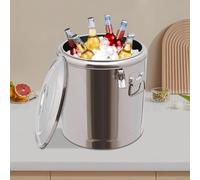 Jarra de leche de acero inoxidable de 32 L, hermética, con tapa, jarra de leche con tres clips de cierre y junta de silicona para transportar o guardar