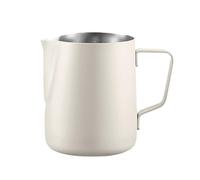 Jarra de leche de acero inoxidable Jarra for espumar leche Barista, accesorio for jarra for, tarros de acero inoxidable, Espumador, tirador café, taza flores(600ml,White)