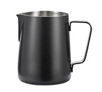 Jarra de leche de acero inoxidable Jarra for espumar leche Barista, accesorio for jarra for, tarros de acero inoxidable, Espumador, tirador café, taza flores(350ml,Black)