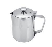 Jarra de Leche de Acero Inoxidable para Servir café con Tapa, Taza de café de Acero Inoxidable, Cristalería de Leche para Arte de café con Leche (350ml)