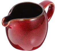 Jarra de leche de cerámica, pequeñas jarras de leche, jarras de cerámica para servir, servidor de jarabe, jarra de salsa, para leche, café, adecuada (rojo)