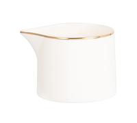 Jarra de leche de porcelana blanca y dorada
