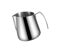 Jarra de leche espresso de acero inoxidable con vertedor en ángulo, marcas de medición y lateral para mezclar café en casa, vertedor y de agarre para preparación de café